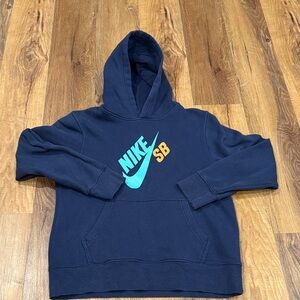 Nike SB Youth Hoodie (Navy with Teal and Orange Logo)(Size: Large)(12-13 Years)